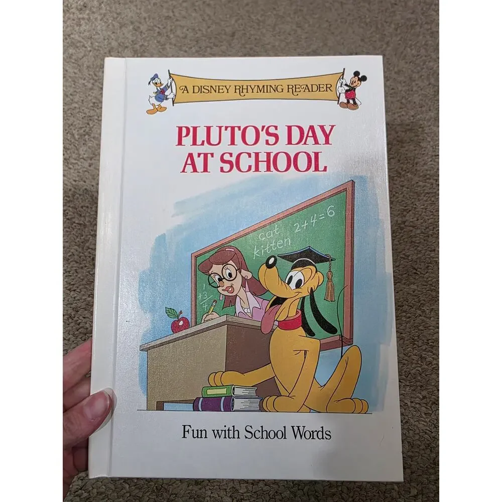 Lot Of 4 Disney Rhyming Reader Hardcover Books Pluto Mickey Donald VTG 1990s